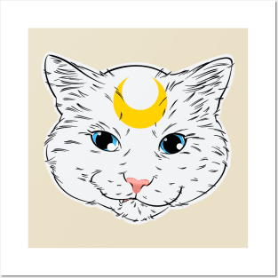 Helpful White Kitty Posters and Art